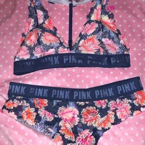 Pink bralette with matching panty